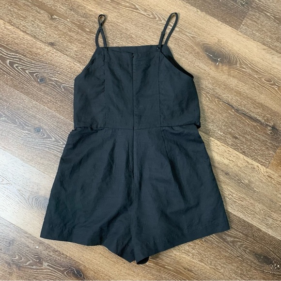 Madewell black Womens tie waist linen blend romper 6 - Picture 9 of 10